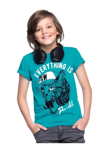 Camiseta Para Niño Azul Turquesa MP