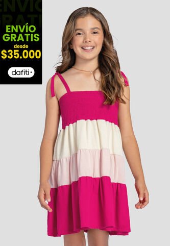 Vestido Infantil Femenino Magenta Vivo Mp 103717 MP