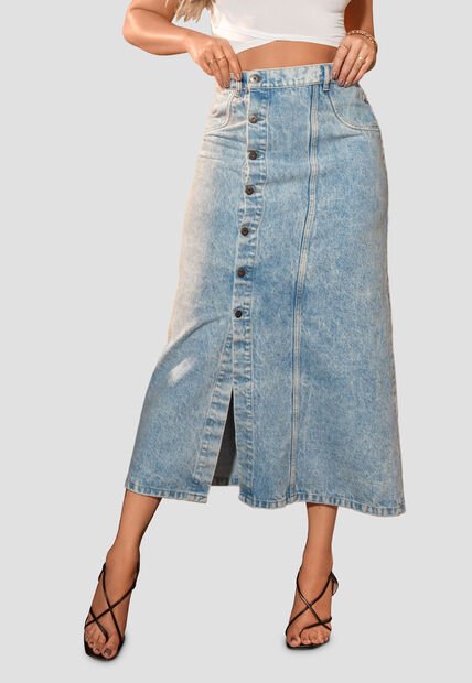 Falda Larga Mujer Azul Claro Mp 105528