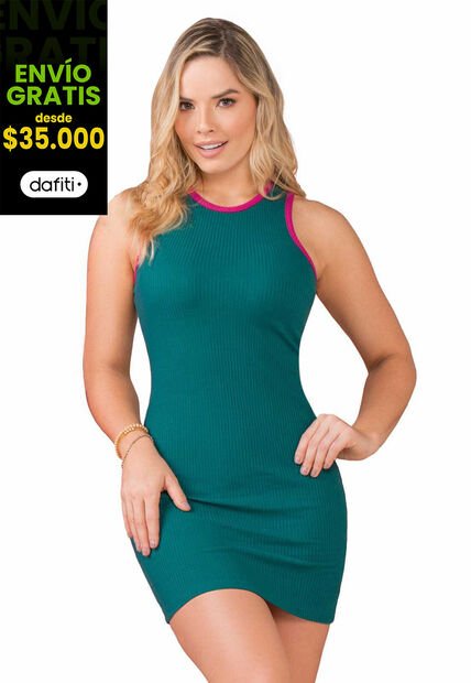 Vestido Corto Mujer Verde Mp 170