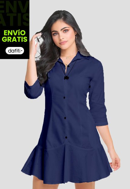 Vestido Mujer Azul Navy Mp 74316
