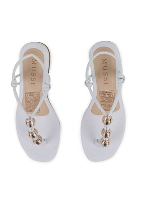 Sandalia Plana Mussi Zimbaue Color Blanco Para Mujer