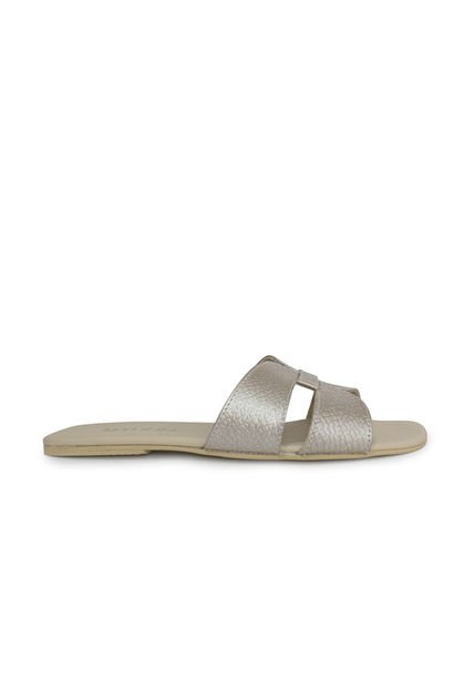 Sandalia Plana Mussi Lyon Color Champaña Para Mujer