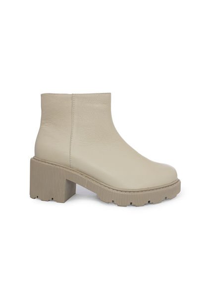 Botin Tractorado Mussi Natura Color Hueso Para Mujer