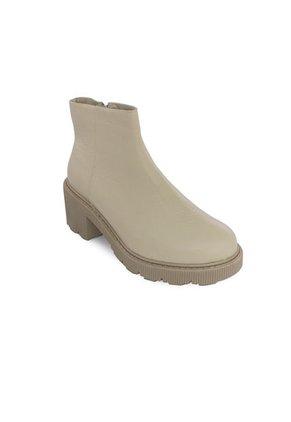 Botin Tractorado Mussi Natura Color Hueso Para Mujer