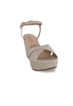 Sandalia Plataforma Mussi Ursula Color Beige Para Mujer