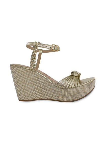 Sandalia Plataforma Mussi Marena Color Oro Para Mujer