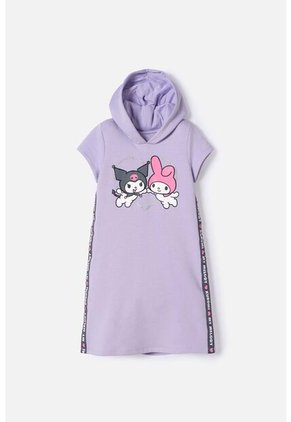 Vestido De My Melody & Kuromi Lila Con Estampado En Frente Para Niña 10