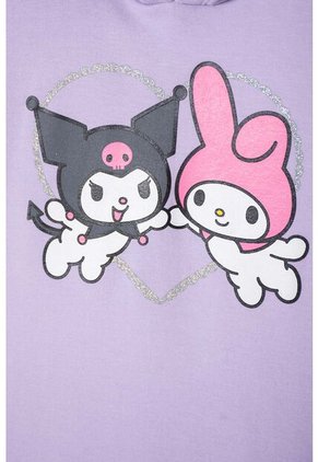Vestido De My Melody & Kuromi Lila Con Estampado En Frente Para Niña 10