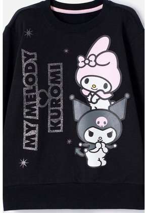 Buzo De My Melody & Kuromi Negro De Diseño Cerrado Para Niña 12
