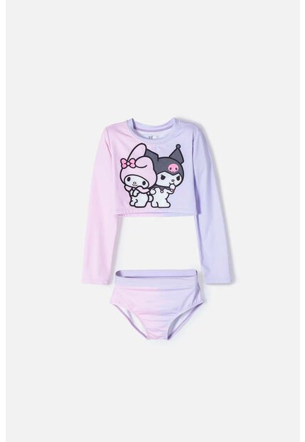 Conjunto De Baño De My Melody & Kuromi Rosado Y Lavanda Manga Larga Para Niña 4
