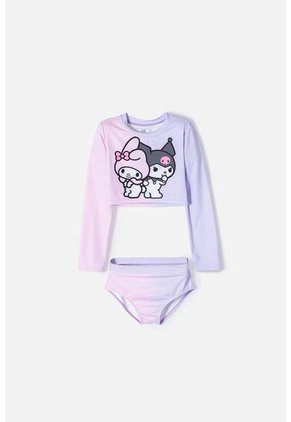 Conjunto De Baño De My Melody & Kuromi Rosado Y Lavanda Manga Larga Para Niña 4