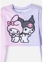 Conjunto De Baño De My Melody & Kuromi Rosado Y Lavanda Manga Larga Para Niña 4 de My Melody & Kuromi