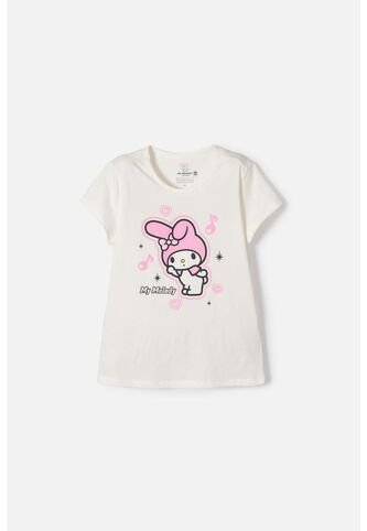 Camiseta My Melody Manga Corta Marfil Para Niña 10 My Melody & Kuromi