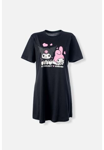 Pijama De My Melody & Kuromi Negra Tipo Batola Para Mujer S My Melody & Kuromi