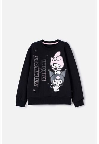 Buzo De My Melody & Kuromi Negro De Diseño Cerrado Para Niña 6 My Melody & Kuromi