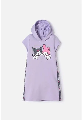 Vestido De My Melody & Kuromi Lila Con Estampado En Frente Para Niña 12 My Melody & Kuromi