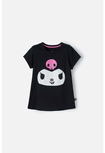 Camiseta De Kuromi Negra Manga Corta Para Niña 14