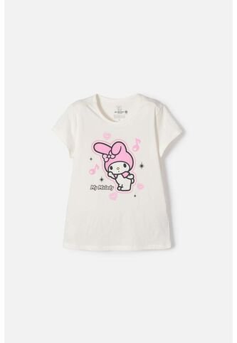 Camiseta My Melody Manga Corta Marfil Para Niña 12 My Melody & Kuromi