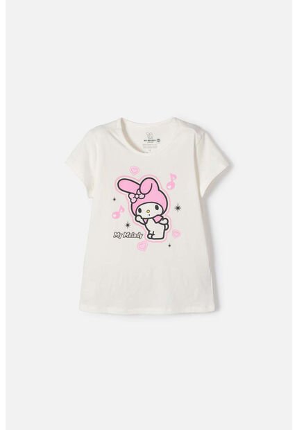 Camiseta My Melody Manga Corta Marfil Para Niña 10