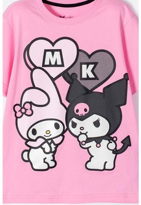 Conjunto De My Melody & Kuromi Rosado Y Negro De Pantalón Largo Para Niña 4