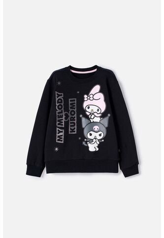 Buzo De My Melody & Kuromi Negro De Diseño Cerrado Para Niña 4 My Melody & Kuromi