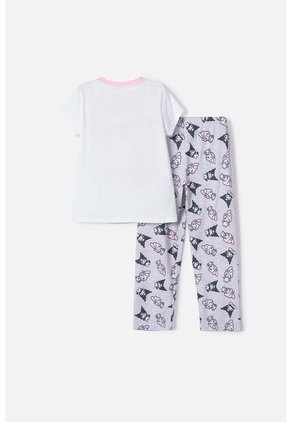 Pijama De My Melody & Kuromi Gris Y Blanca De Pantalón Largo Para Niña 4