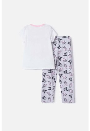 Pijama De My Melody & Kuromi Gris Y Blanca De Pantalón Largo Para Niña 8