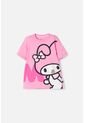 Camiseta De My Melody & Kuromi Rosada Con Estampado En Frente Para Niña 8 de My Melody & Kuromi