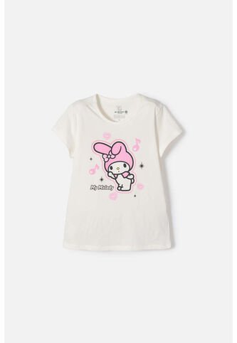 Camiseta My Melody Manga Corta Marfil Para Niña 6 My Melody & Kuromi