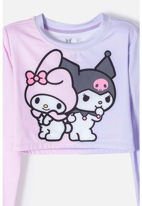 Conjunto De Baño De My Melody & Kuromi Rosado Y Lavanda Manga Larga Para Niña 12