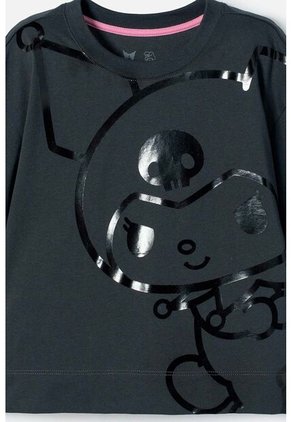 Camiseta De My Melody & Kuromi Gris Manga Corta Para Niña 4