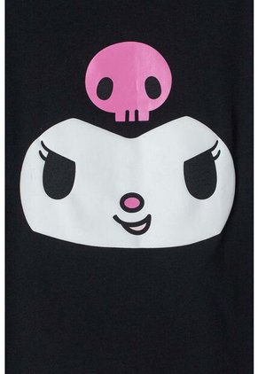 Camiseta De Kuromi Negra Manga Corta Para Niña 14