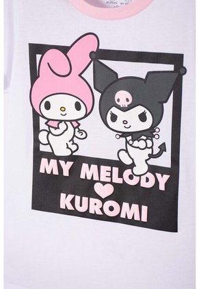 Pijama De My Melody & Kuromi Gris Y Blanca De Pantalón Largo Para Niña 12
