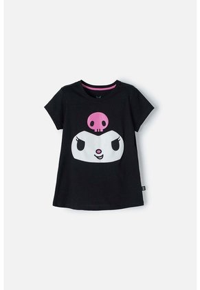 Camiseta De Kuromi Negra Manga Corta Para Niña 12