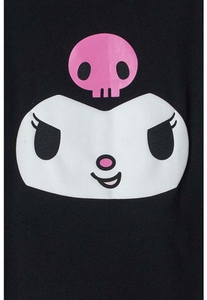 Camiseta De Kuromi Negra Manga Corta Para Niña 12