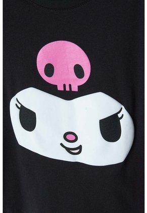 Camiseta De Kuromi Negra Manga Corta Para Niña 12