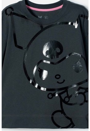 Camiseta De My Melody & Kuromi Gris Manga Corta Para Niña 6