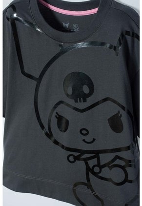 Camiseta De My Melody & Kuromi Gris Manga Corta Para Niña 6