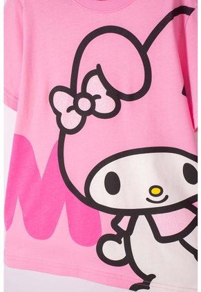Camiseta De My Melody & Kuromi Rosada Con Estampado En Frente Para Niña 4