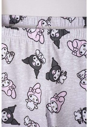 Pijama De My Melody & Kuromi Gris Y Blanca De Pantalón Largo Para Niña 10