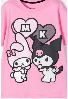 Conjunto De My Melody & Kuromi Rosado Y Negro De Pantalón Largo Para Niña 12