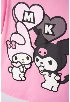 Conjunto De My Melody & Kuromi Rosado Y Negro De Pantalón Largo Para Niña 12