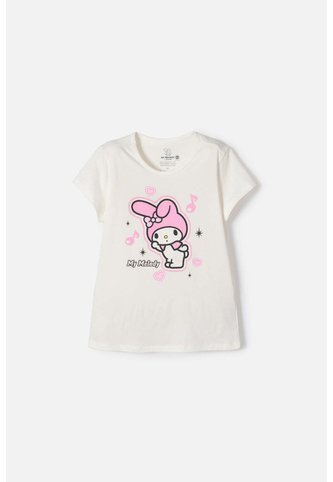Camiseta My Melody Manga Corta Marfil Para Niña 4 My Melody & Kuromi