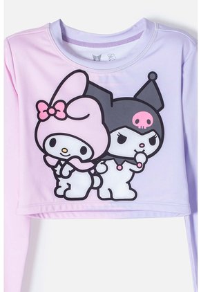 Conjunto De Baño De My Melody & Kuromi Rosado Y Lavanda Manga Larga Para Niña 10