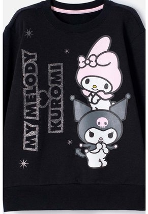 Buzo De My Melody & Kuromi Negro De Diseño Cerrado Para Niña 10