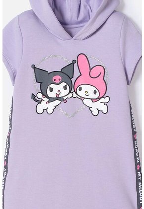 Vestido De My Melody & Kuromi Lila Con Estampado En Frente Para Niña 6