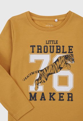 Camiseta Manga Larga Mostaza-Azul-Blanco Name It