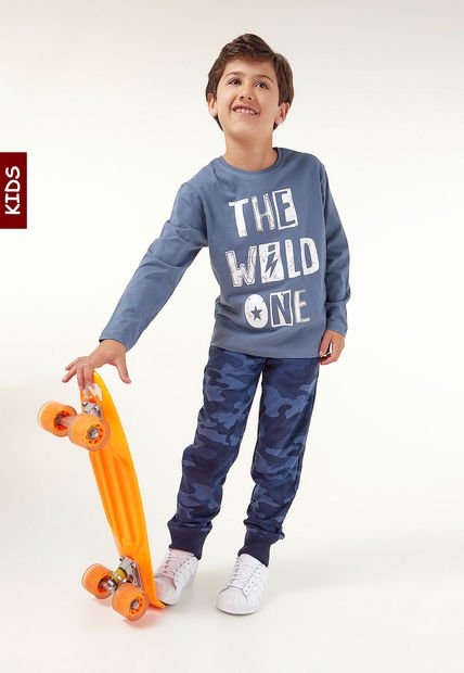 Camiseta Manga Larga Azul-Blanco Name It