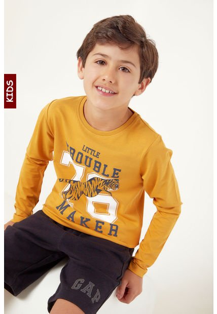 Camiseta Manga Larga Mostaza-Azul-Blanco Name It